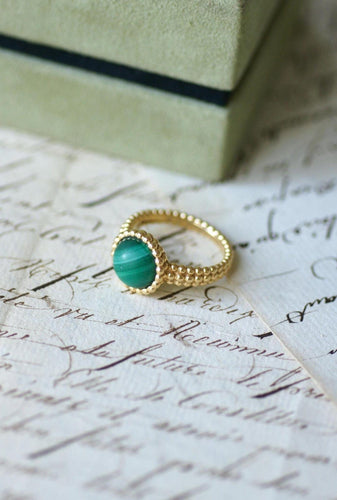 Prsten 56 Van Cleef & Arpels - Prsten Perlée Barvy ze žlutého zlata a malachitu 58 Facettes