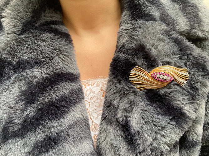 Broche Broche 2 Ors Diamants Rubis 58 Facettes BO/230045