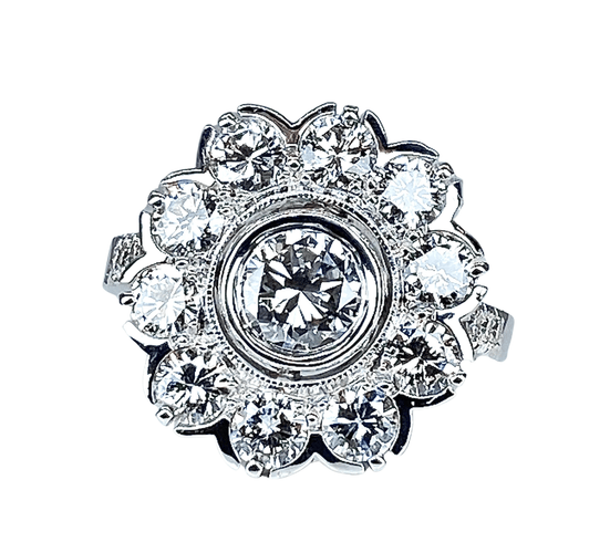 Bague 51 Bague marguerite or blanc diamants 58 Facettes AB304