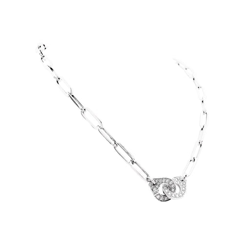 Collier Dinh Van Menottes R.15 - Collier XL en or blanc et diamants 58 Facettes 35223