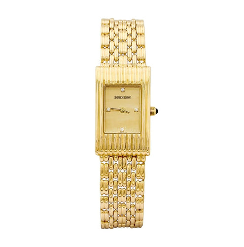 Montre Boucheron Reflet - Montre petit modèle en or jaune et diamants 58 Facettes 35021