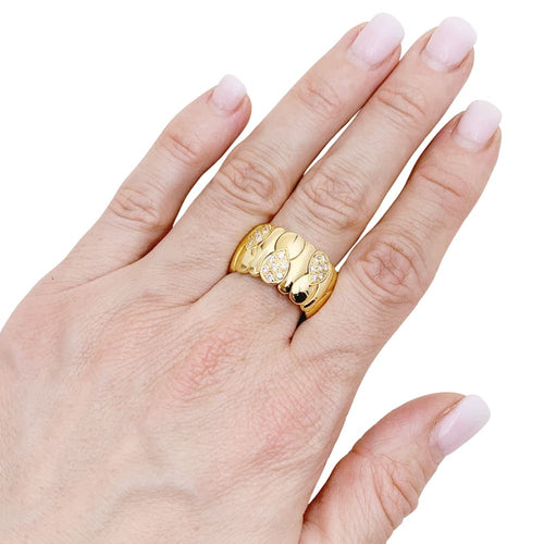 Bague 56 Bague en or jaune 18 carats pavée de diamants 58 Facettes 34470