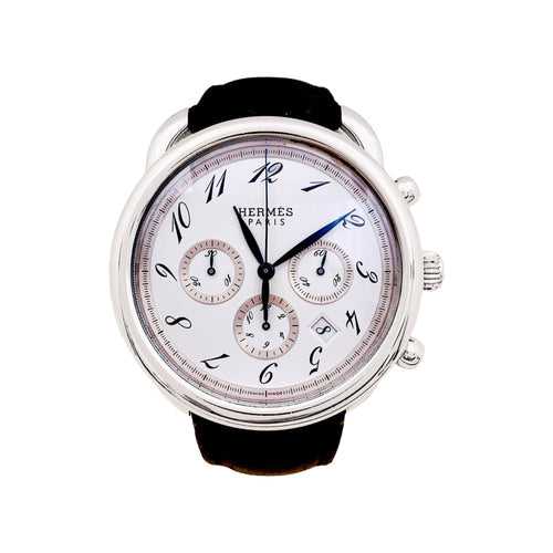 Montre Hermès Arceau Chronographe - Montre en acier sur cuir 58 Facettes 35226