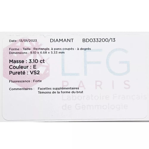 Bague 54 Bague solitaire - Diamant taille émeraude en or blanc 58 Facettes 33927