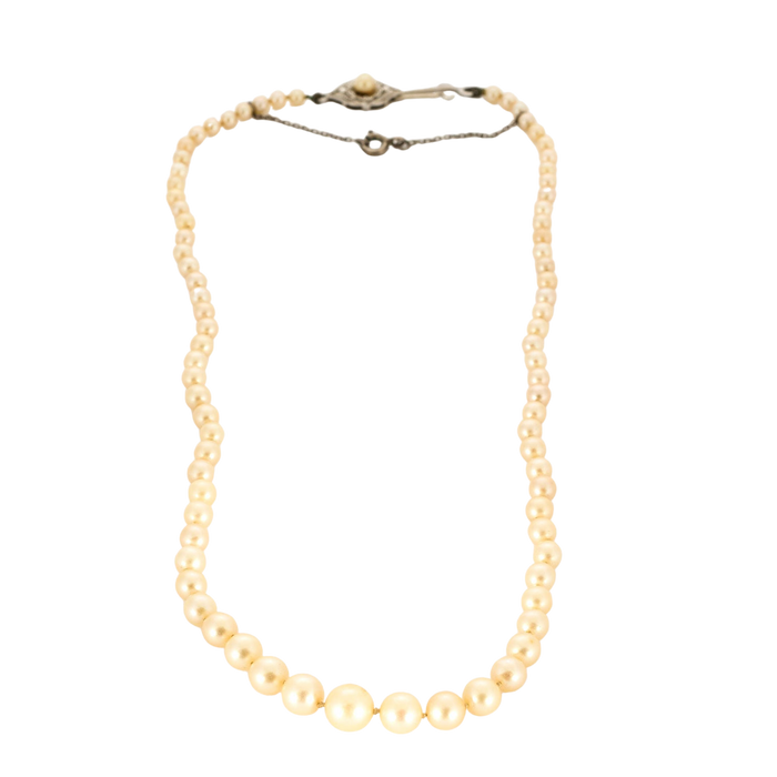 White gold cultured pearl necklace