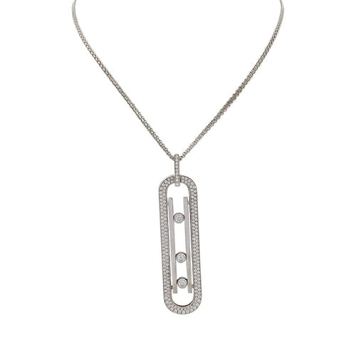 Collier Messika Move 10th Anniversary - Collier sautoir en or blanc et diamants 58 Facettes 32173