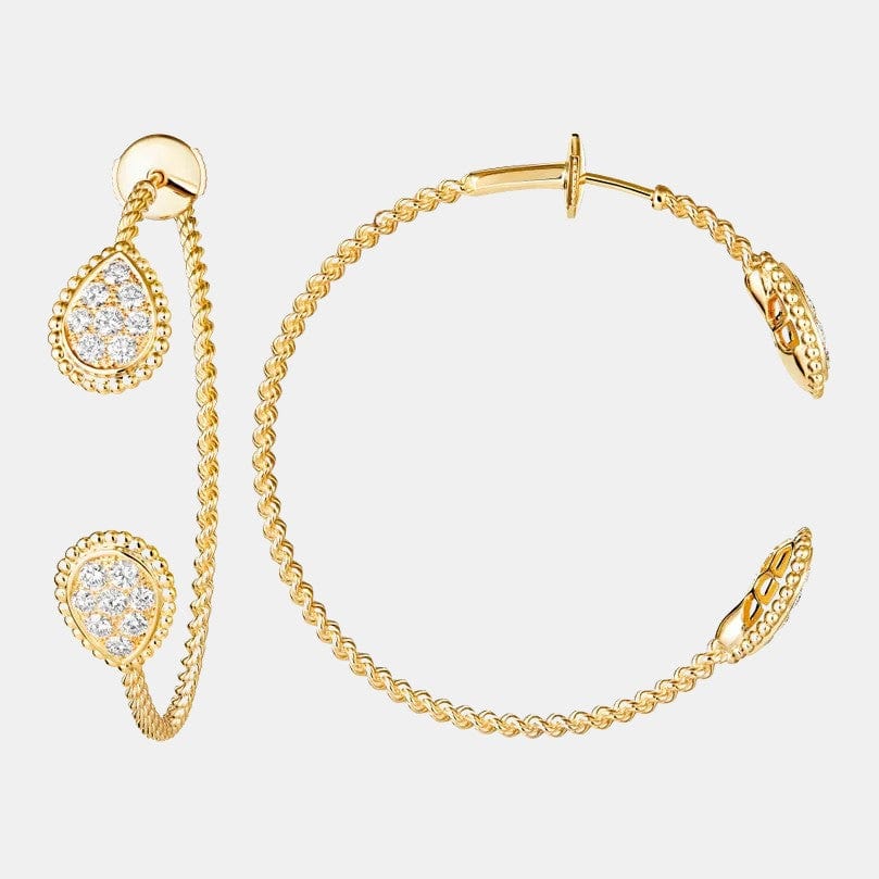 Boucles d'oreilles Serpent Bohème Or jaune S Motif Diamant 1.38ct