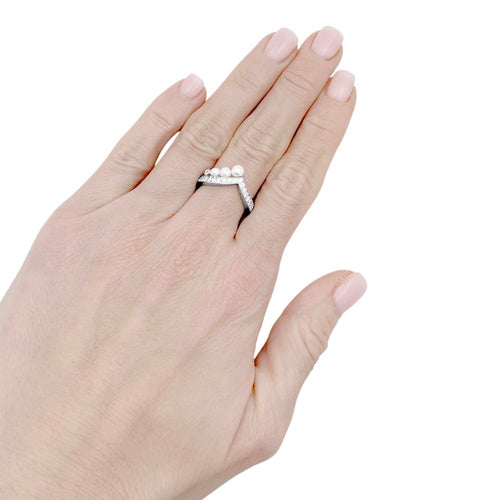 Bague 52 Chaumet Joséphine Aigrette - Bague en or blanc et diamants, perles 58 Facettes 35242
