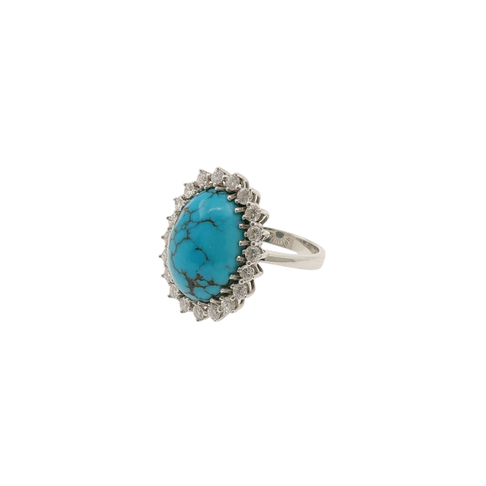 Bague 52 Bague avec Turquoise et Diamants 58 Facettes