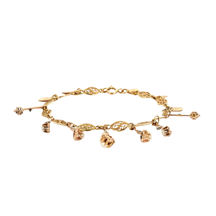 3 gold and pearl bracelet