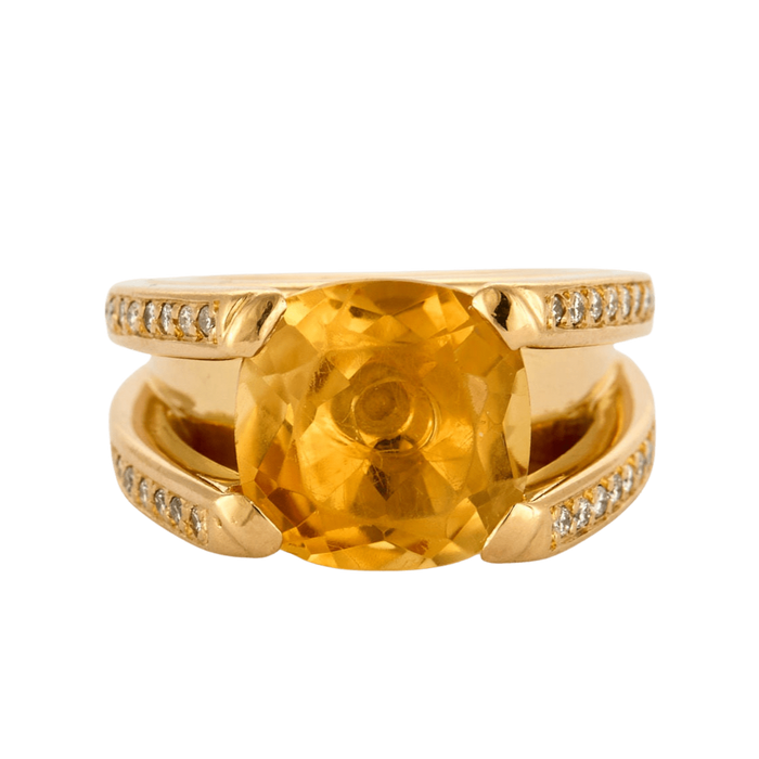 51 Bague moderne or jaune et citrine et diamants 58 Facettes LJ9