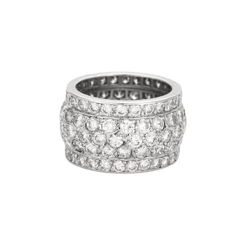 Bague 49 CARTIER- Nigeria - bague bandeau or blanc diamants 58 Facettes
