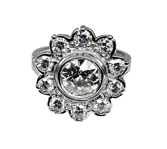 Bague 51 Bague marguerite en or blanc et diamant 58 Facettes AB332