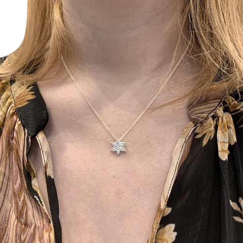 Pendentif Pendentif étoile en or blanc 750 serti de diamants 58 Facettes 25733