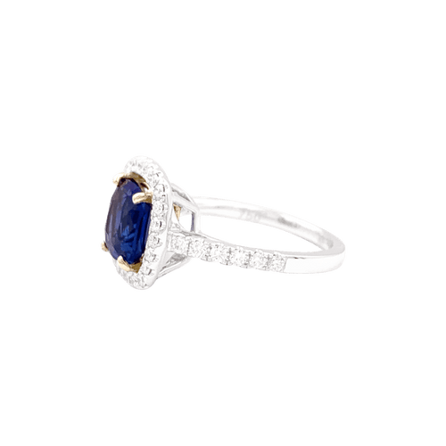 Bague 52 Bague en or jaune et blanc 18K avec saphir et diamants 58 Facettes 34433