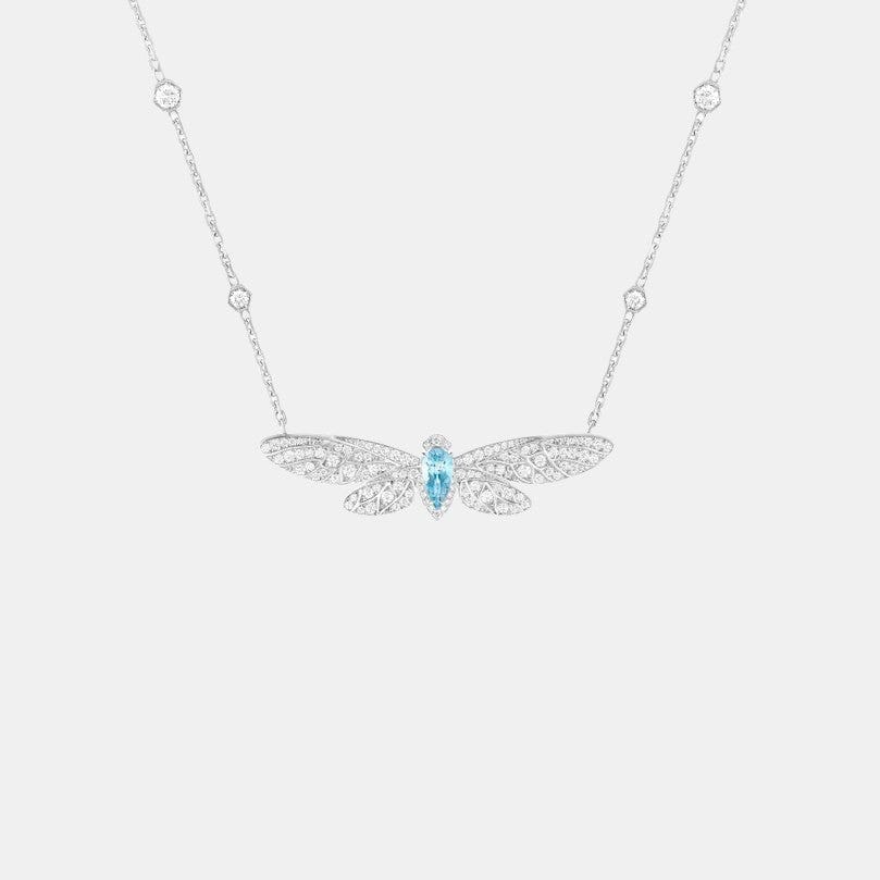 Pendentif Animaux de Collection Or blanc Bleu vert 1.5ct