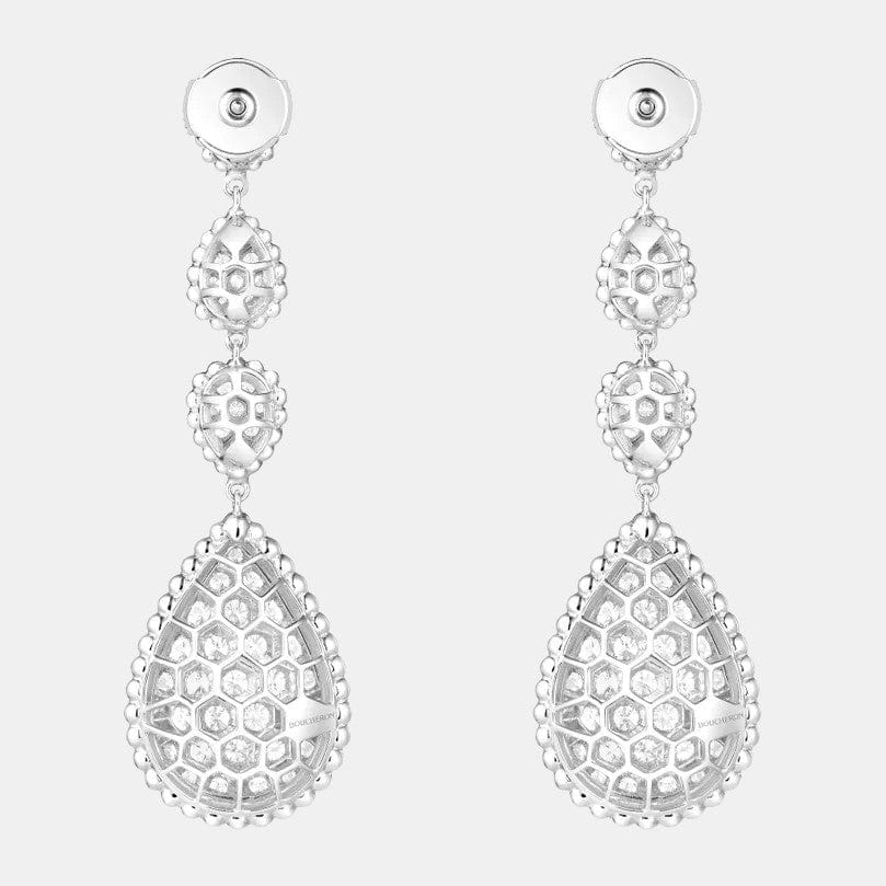 Boucles d'oreilles Serpent Bohème Or blanc Diamant 3.42ct, motifs XS et L.