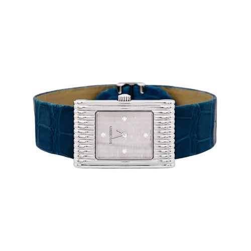 Montre Boucheron Reflet - Montre moyen modèle en acier sur cuir 58 Facettes 35339