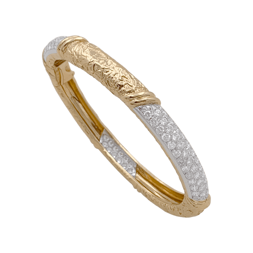 Bracelet Van Cleef & Arpels - Bracelet jonc ouvrant en or jaune et diamants 58 Facettes 34382