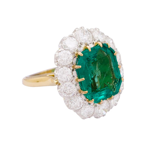 Bague 52 Bague Pompadour émeraude et diamants en platine et or jaune 58 Facettes 33904