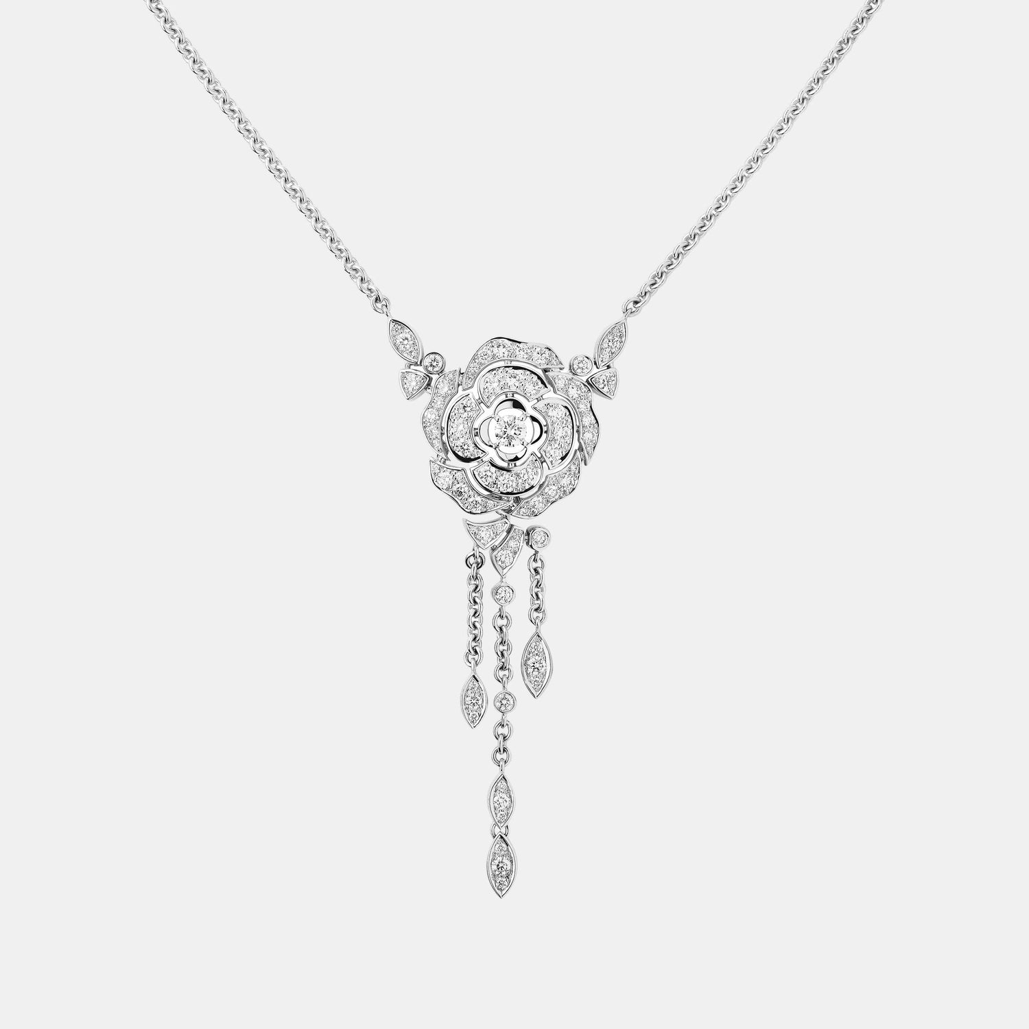 Collier Camélia Or blanc Diamant