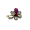 Bague 53 Bague duchesse perle, diamants taille ancienne et rubis en or jaune 58 Facettes 1