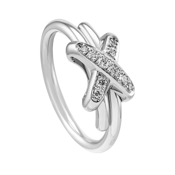 Bague 56 CHAUMET - Bague Chaumet Liens or blanc diamants 58 Facettes