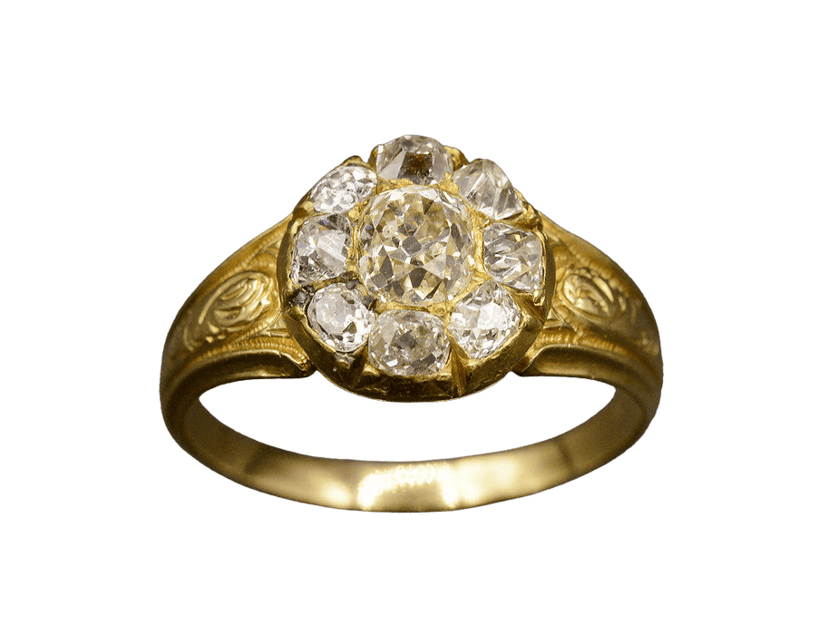 Bague 59 Bague ancienne Marguerite diamants 58 Facettes A10234