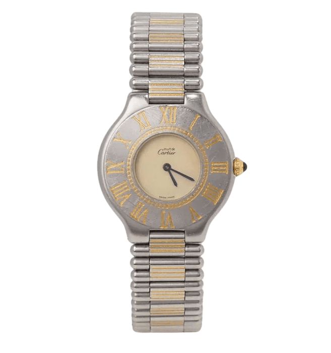 Horloge Cartier Moet 21 in staal en verguld