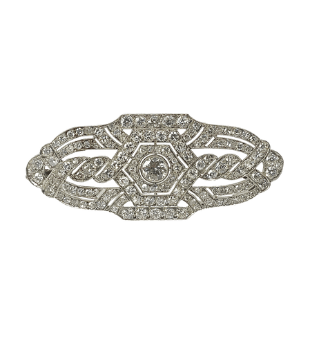 Broche Broche Art Deco platine et diamants 58 Facettes