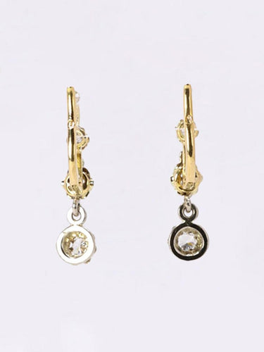 Boucles d'oreilles Dormeuses anciennes - Boucles d’oreilles en or 18k et platine serties de diamants 58 Facettes 1019.1