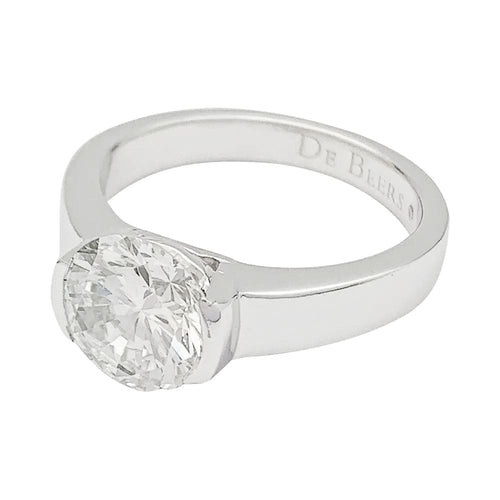 Bague 50 De Beers - Bague solitaire en platine 950 sertie d’un diamant 1,82 ct 58 Facettes 31889