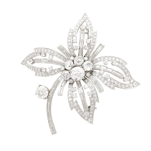 Broche Broche Fleur en platine et or blanc 18K, diamants 58 Facettes 33787