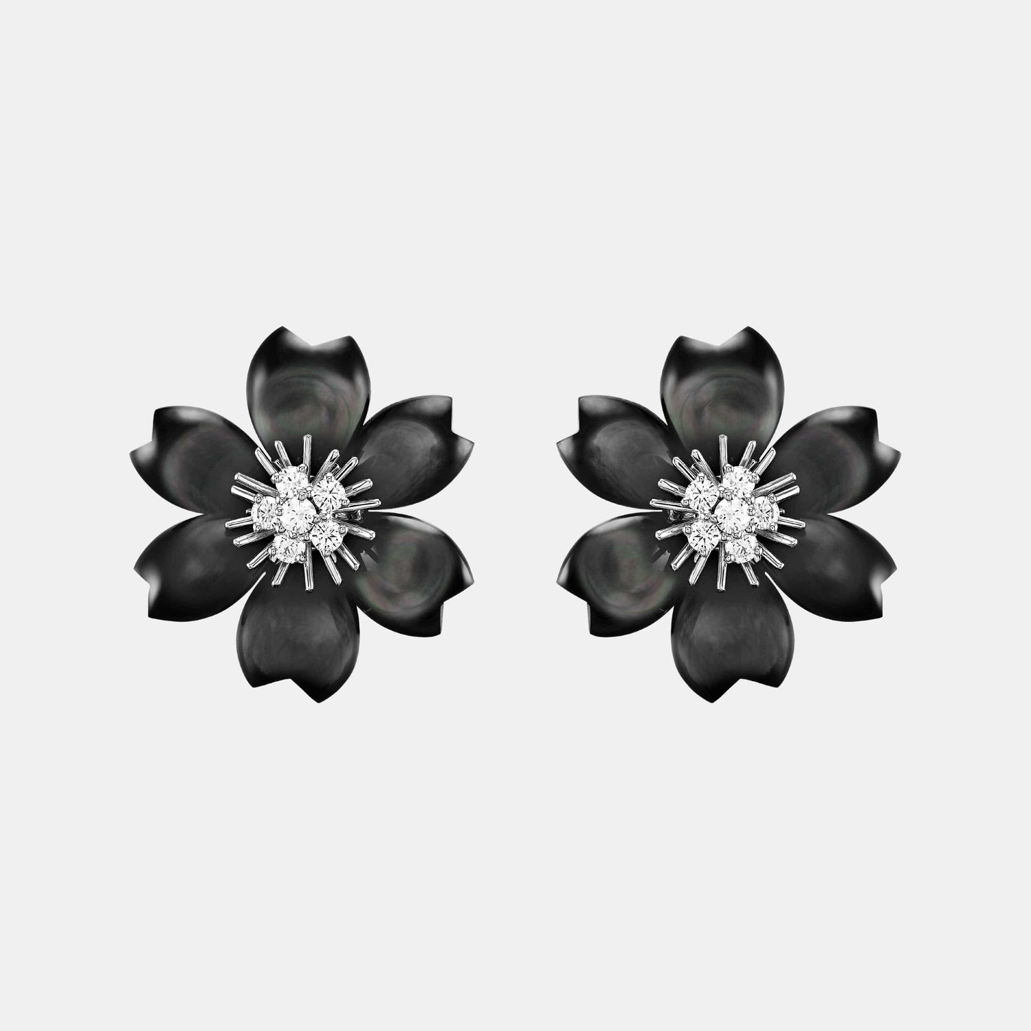 Boucles d'oreilles Rose de Noël Or blanc Diamant 0.97ct