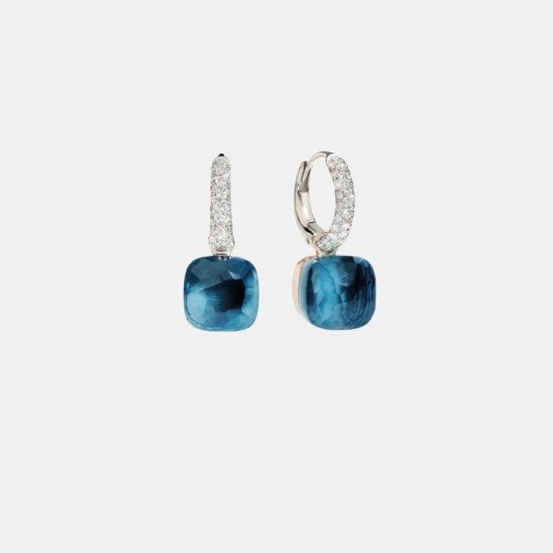 Boucles d'oreilles Nudo Or Topazes Bleues De Londres 18ct