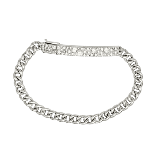 Bracelet Dior - Bracelet gourmette en or blanc et diamants 58 Facettes 33115