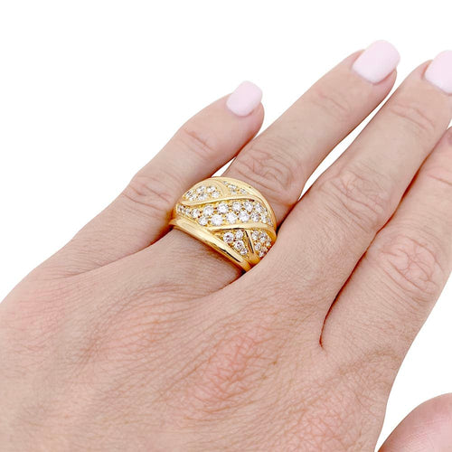 Bague 54 Bague bandeau pavée de diamants en or jaune 750 58 Facettes 33884