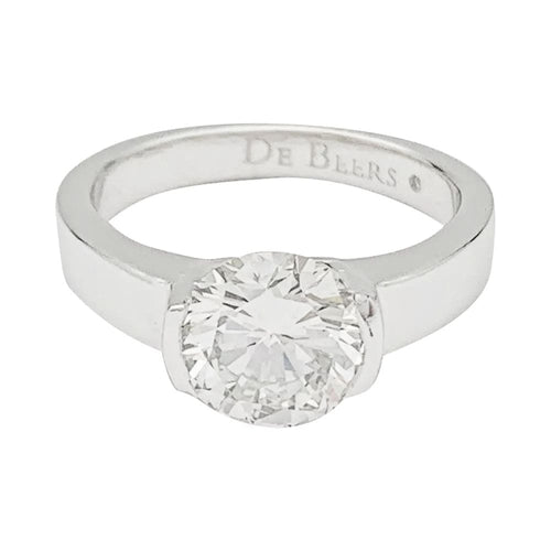 Bague 50 De Beers - Bague solitaire en platine 950 sertie d’un diamant 1,82 ct 58 Facettes 31889
