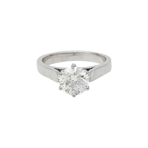 Bague 57 Solitaire - Bague en or blanc 750 avec diamant taille brillant 1,59 ct 58 Facettes 30745
