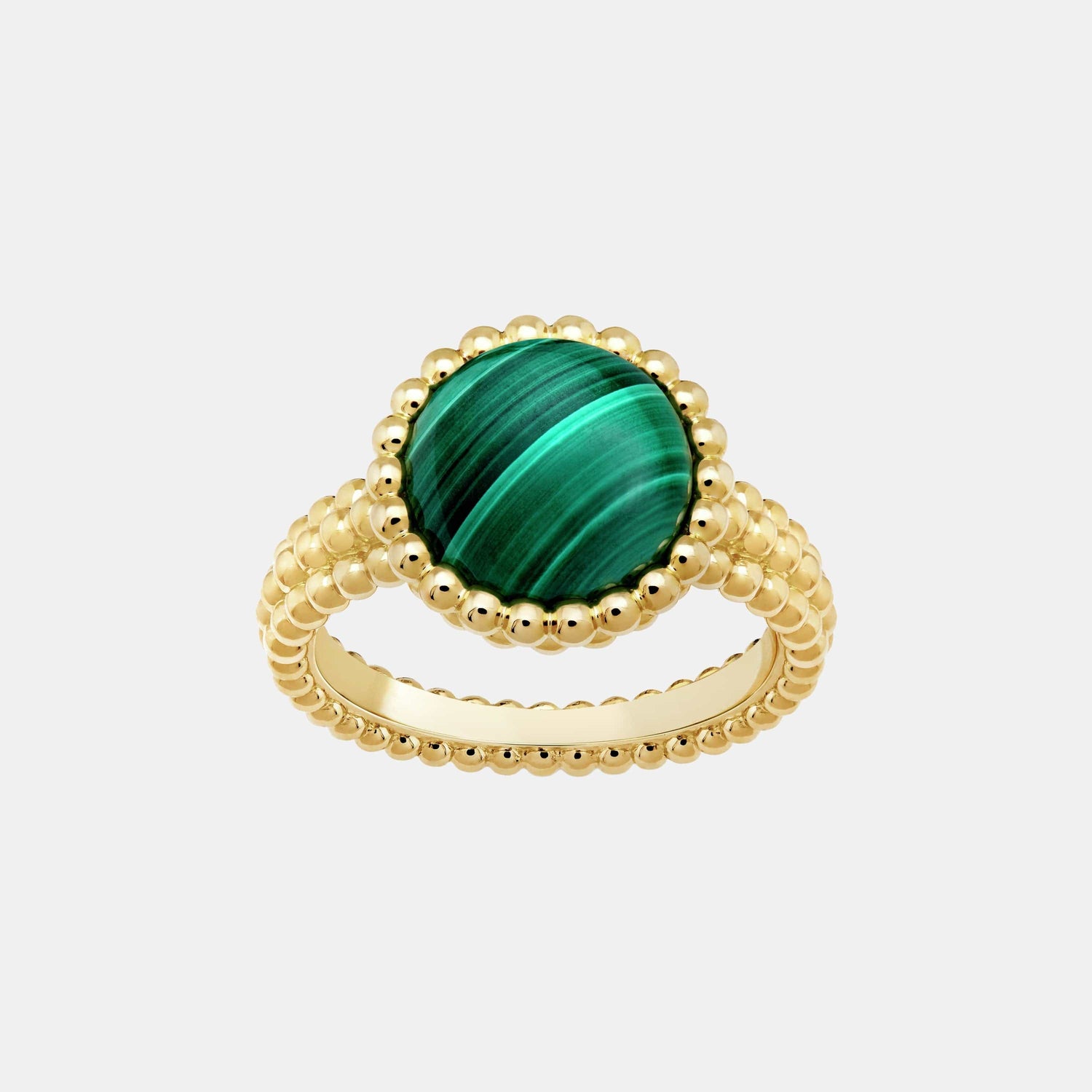 Bague Perlée Or jaune Malachite 
