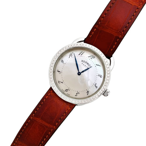 Montre Hermès Arceau - Montre en acier avec diamants 58 Facettes 35304