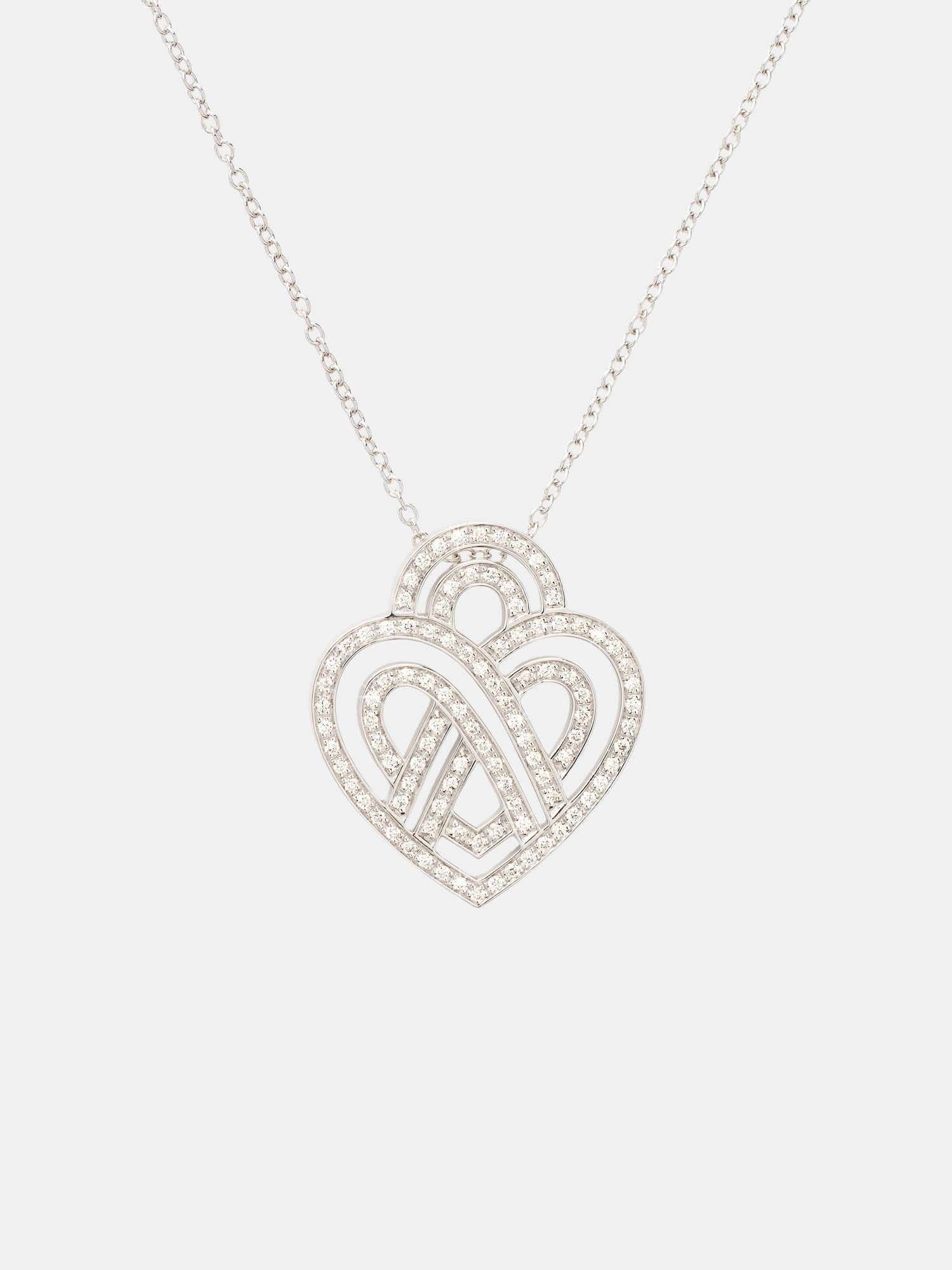 Collier Coeur Entrelacé Or blanc Diamant 0.40ct