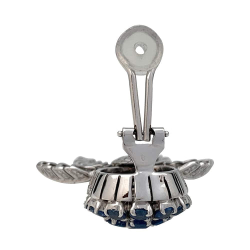 Boucles d'oreilles Boucles d'oreilles en or blanc, saphirs et diamants 58 Facettes 26303