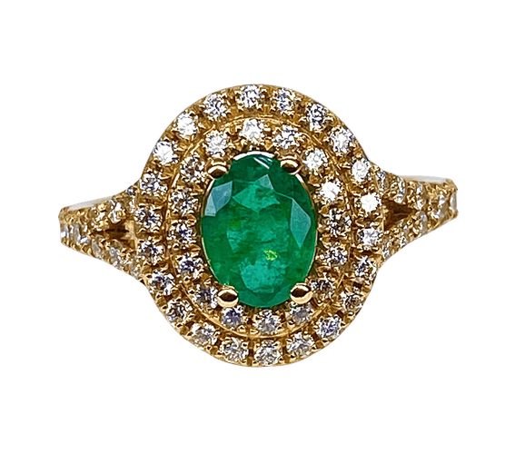 Bague 52 Bague or jaune émeraude et diamants 58 Facettes AB408