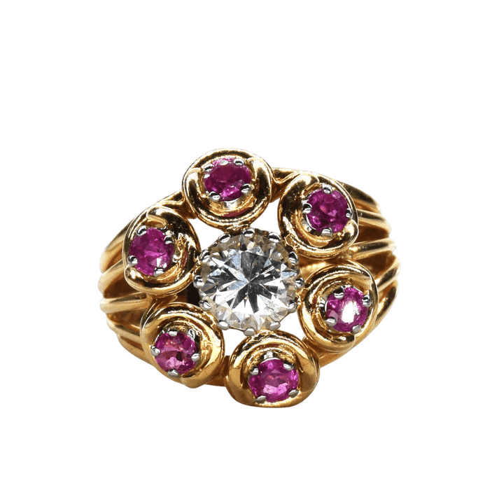 Bague 55 Bagues en or rubis et diamants des années 1970 58 Facettes