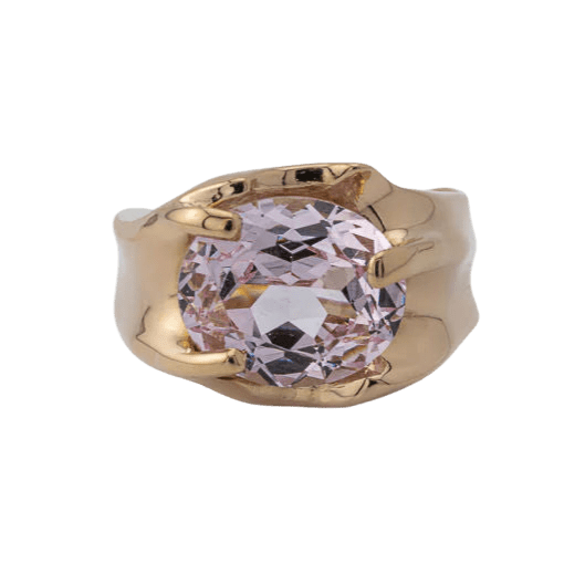 Bague 50 Bague en or jaune avec quartz rose 58 Facettes anl793