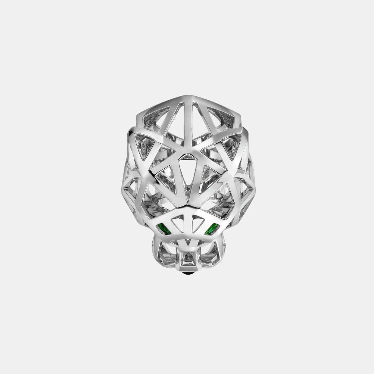 Bague Panthère Or blanc Grenat