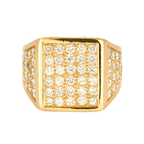 Bague 63 Importante Chevalière or jaune et diamants 58 Facettes DV2187-2-63-2