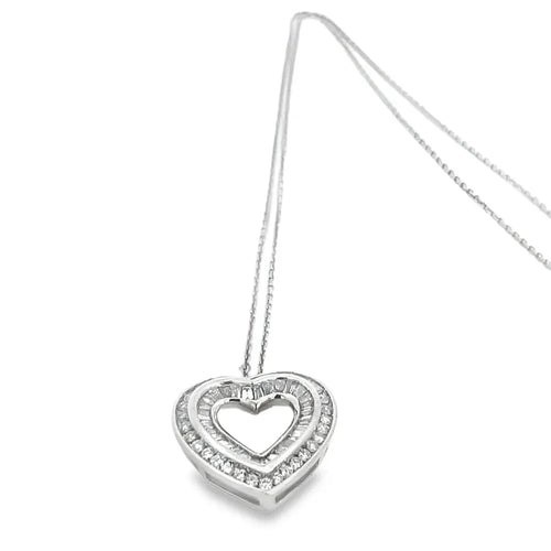 Collier Collier cœur en or blanc 14 carats et diamants 58 Facettes UN0058