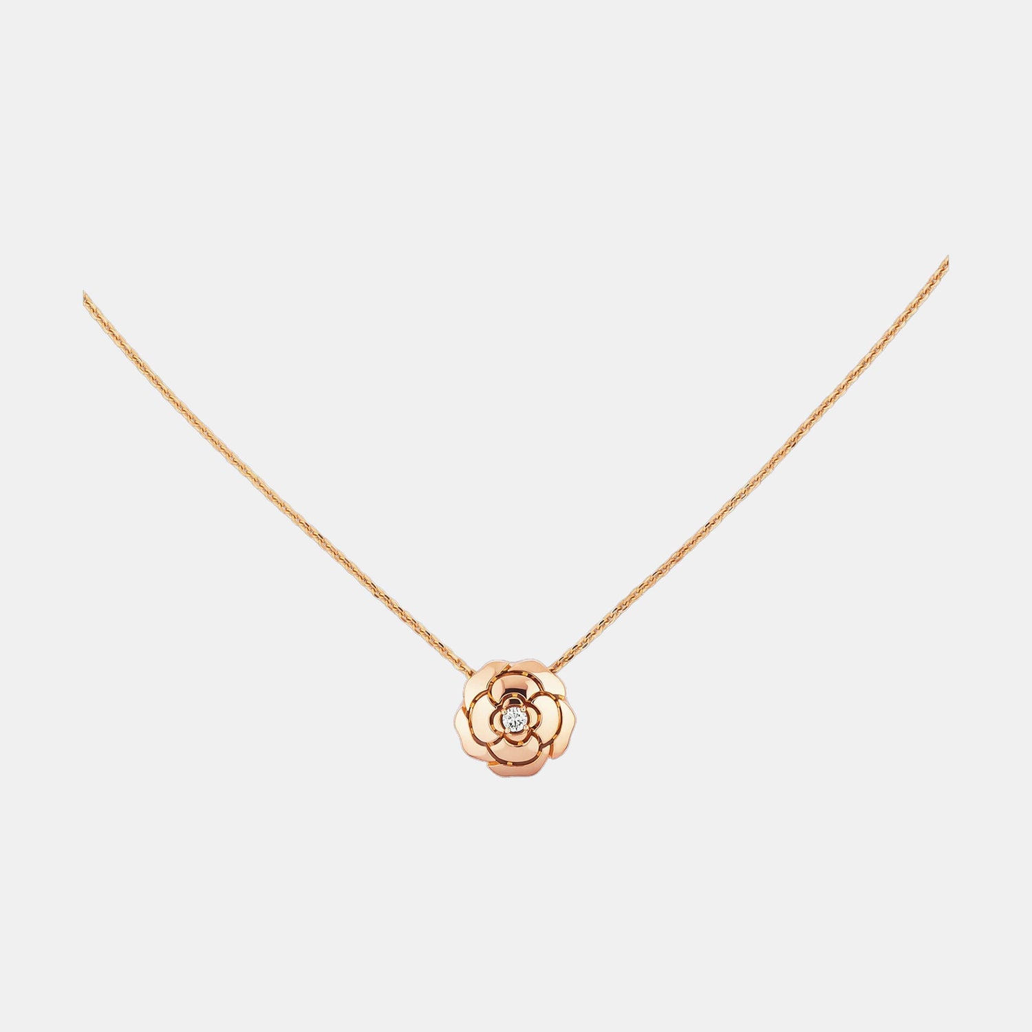 Collier Camélia Or rose Diamant